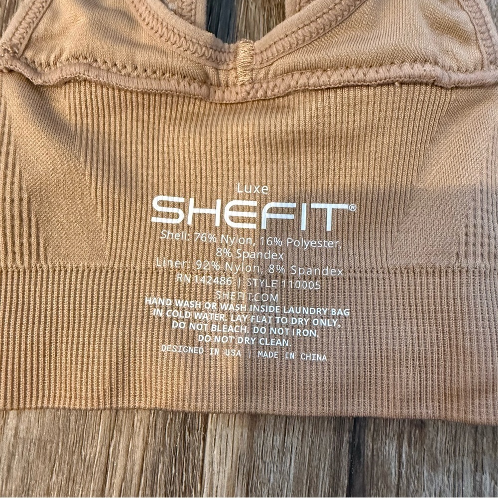 SHEFIT Lounge Bra Luxe Beige Front Zip Sports Bra Wireless Comfort Active - Picture 5 of 8